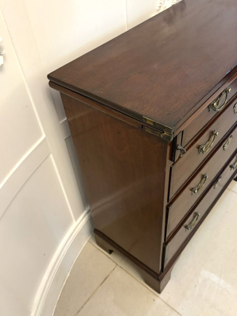 Rare Small Antique George III Quality Mahogany Bachelors Chest of 5 Drawers - Image 5